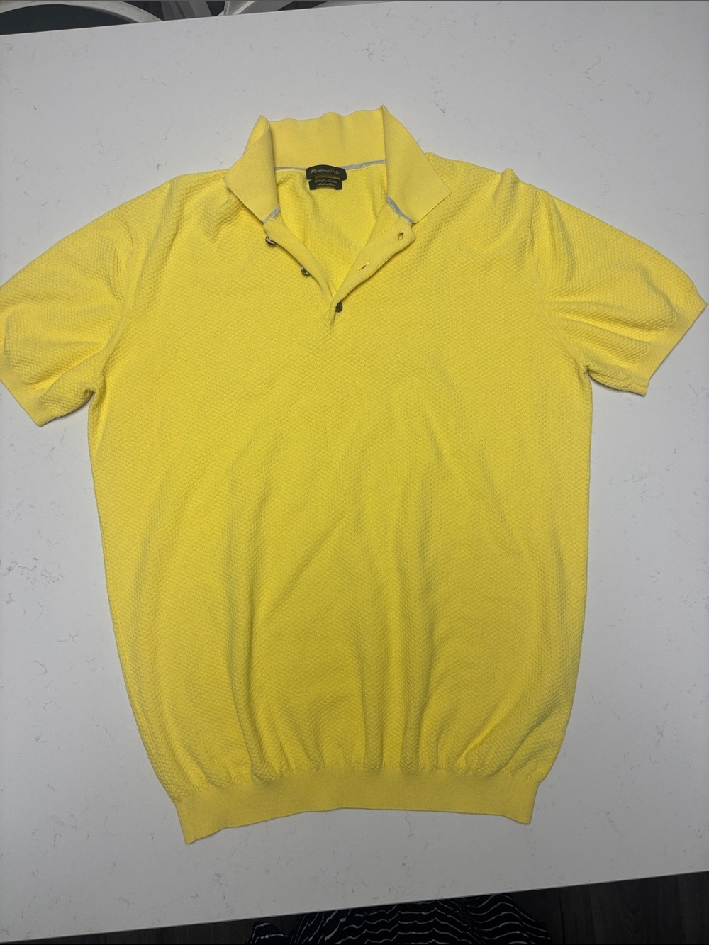 Massimo Dutti Yellow Short-Sleeve Polo Sweater